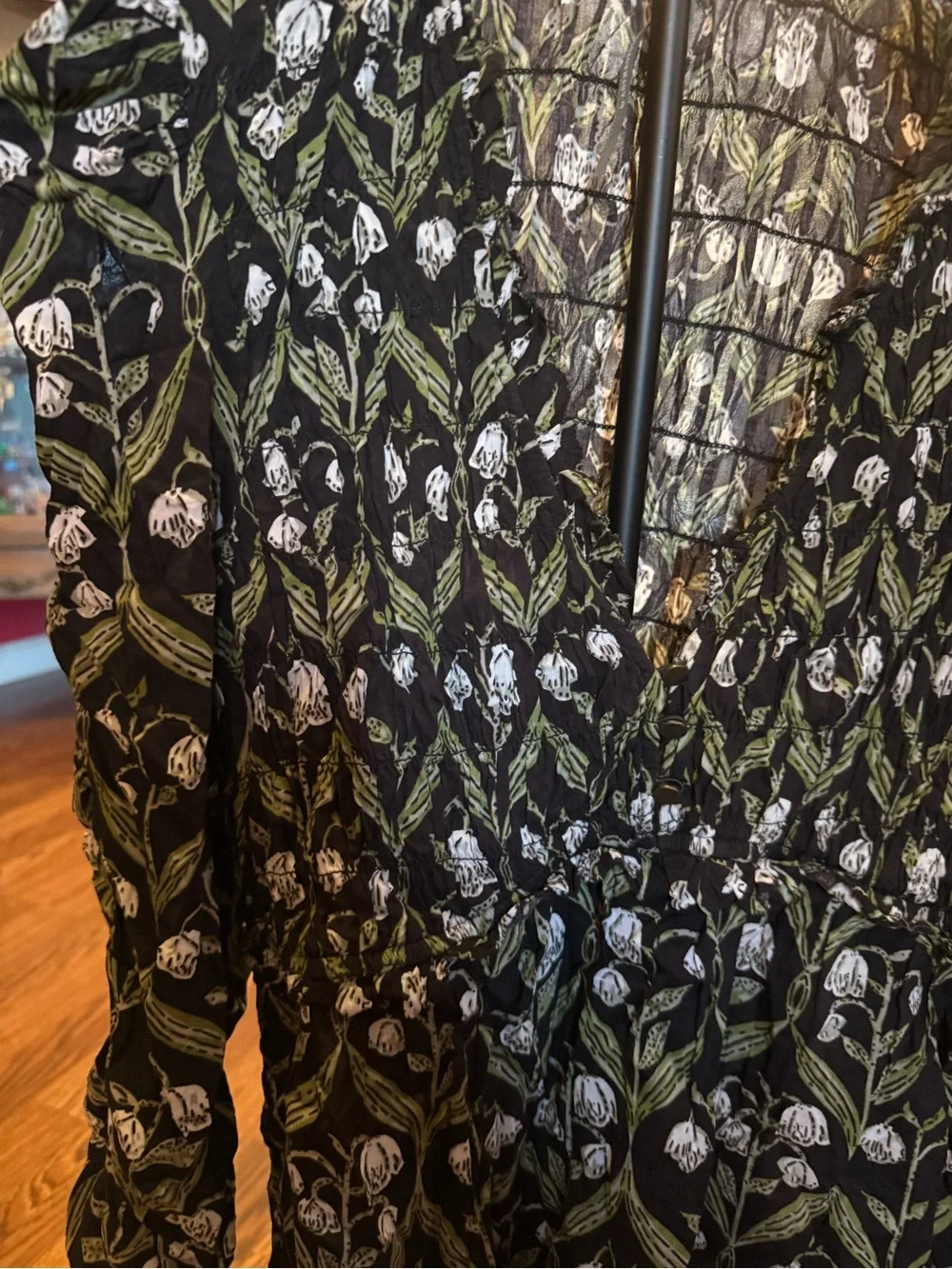 Anthropologie Black Floral Long-Sleeve Blouse